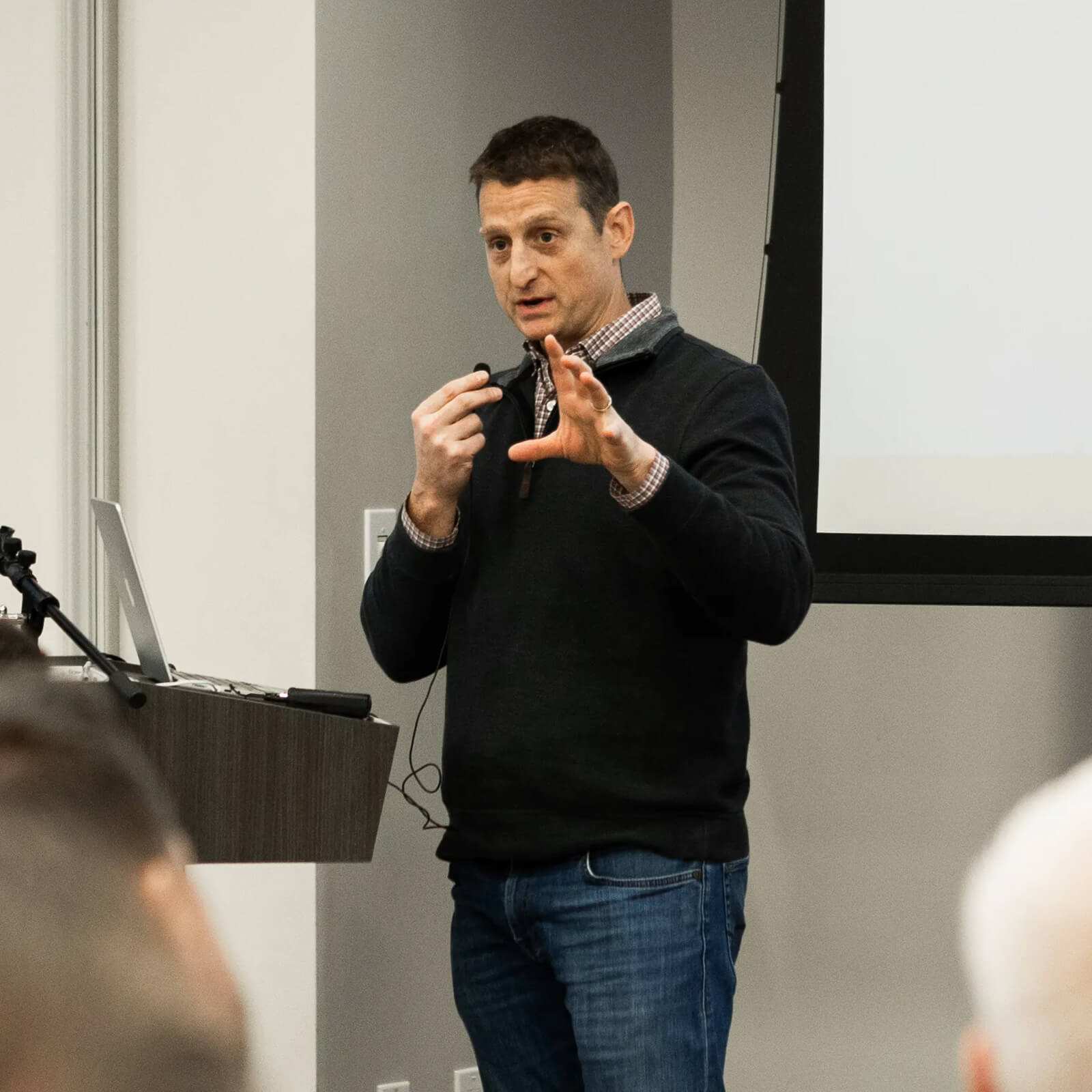 Joe Diamond speaking to the AllCampus team