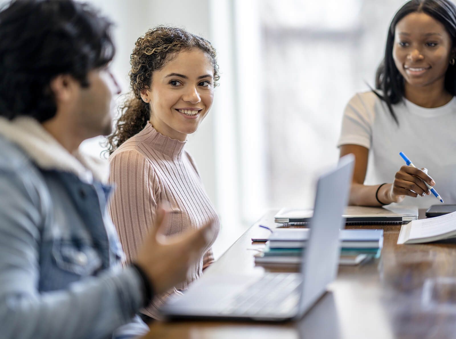 Students studying and talking together